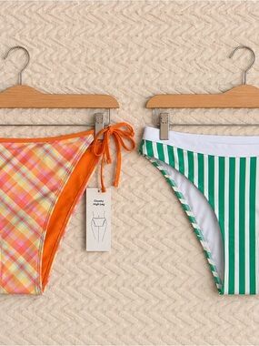 Women’s No Boundaries Orange & White Bikini Bottoms Duo (Large)